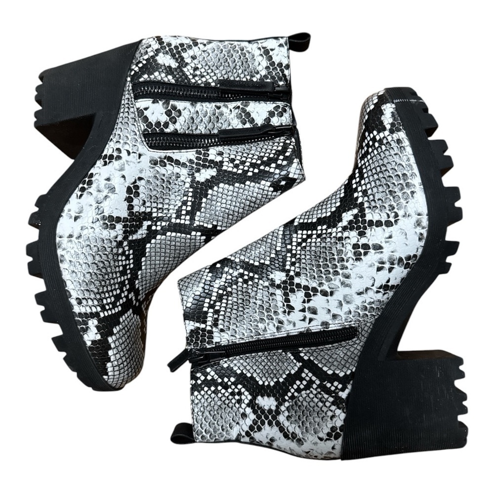 Mix No. 6 Black and White High Heel Platform Ankle Boots
